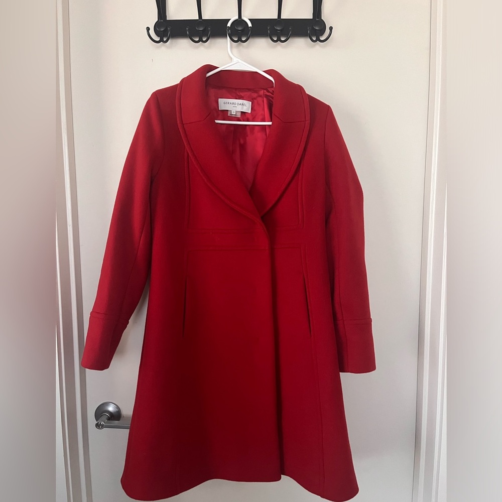 Gerard Darel Women's Vibrant Red Wool Coat